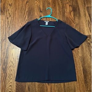 H&M Navy Short Sleeve Blouse